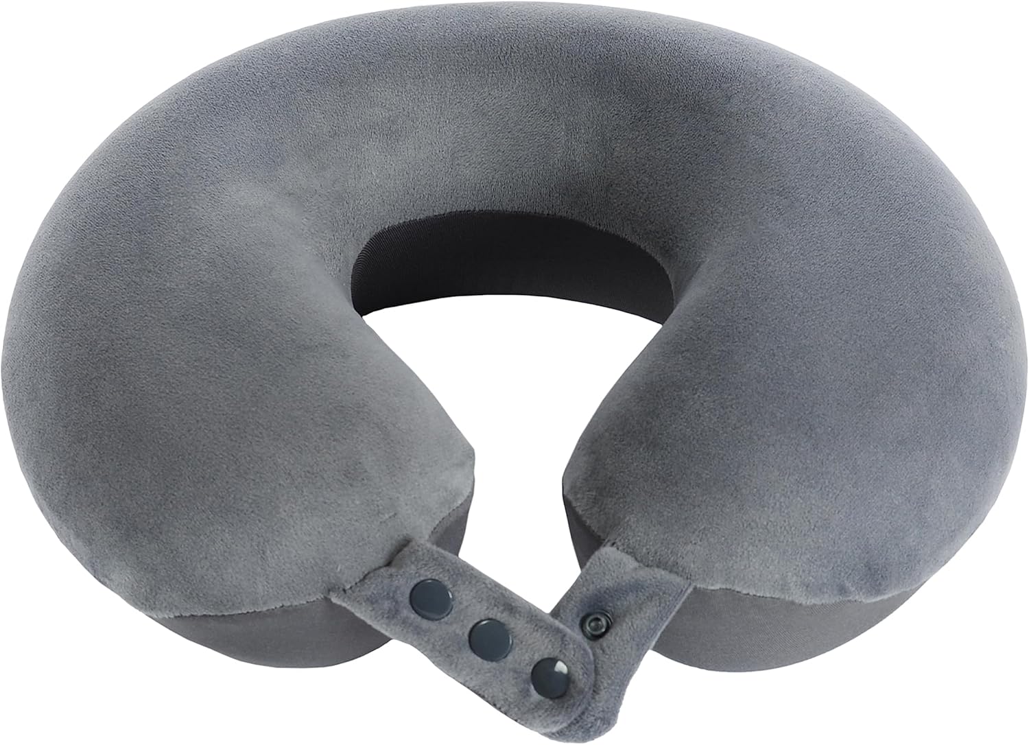 Travel Neck Pillow, Top Memory Foam Pillow for Head Support, Ideal for Airplanes, Cars, and Home Recliners, Adjustable and Soft (Grey)